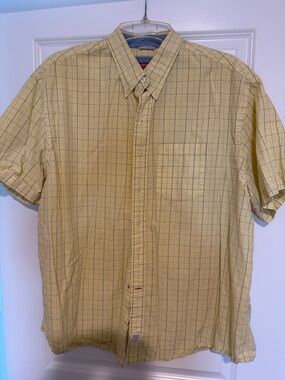 Izod Yellow Plaid Short-Sleeve Button-Down Shirt